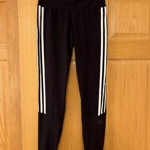 Adidas Women's Black Leggings with White Stripes
